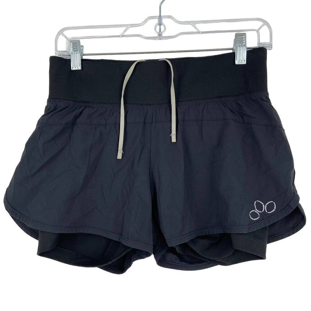 REI‎ Lined Athletic Over Shorts Size XS Black Pull On Drawstring Zip Pocket